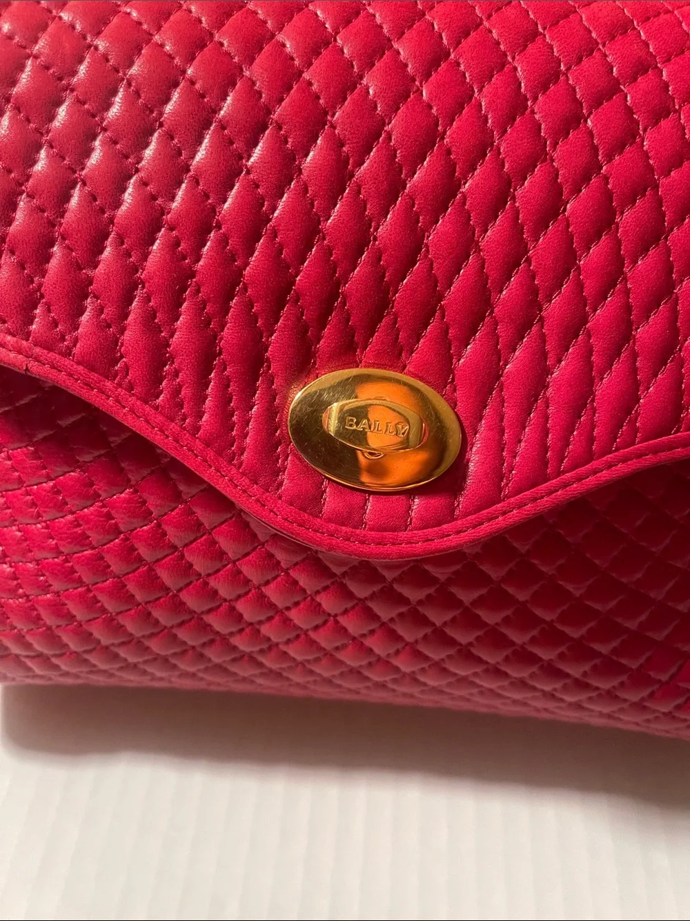 Bally Quilted Red Top-Handle Shoulder Bag
